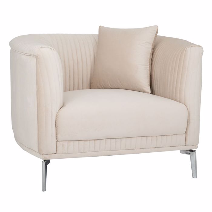 Iliadis Poluthrona Beloudini Krem me Asimi Metallika Podia 105x91x75cm 88045
