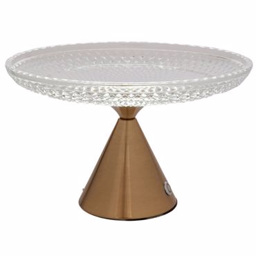 Iliadis Πιατέλα Γυάλινη σε Χρυσή Μεταλλική Βάση με Λάμπα USB Φ30x20cm 88503