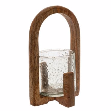 Iliadis Χριστουγεννιάτικο Κηροπήγιο Γυάλινο σε Ξύλινη Βάση 13x12x20cm 88923