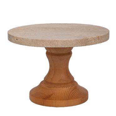 Iliadis Δίσκος με Πόδι Στρογγυλός Ξύλινος με Μάρμαρο Φ25x17cm 88973