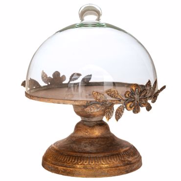 Iliadis Βάση Μεταλλική Χρυσή Αντικέ με Γυάλινη Καμπάνα Φ20.5x25cm 89338