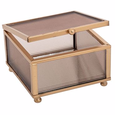 Iliadis Μπιζουτιέρα Μεταλλική Χρυσή με Μελί Γυαλί και Καθρέπτη 10x10x6cm 89411