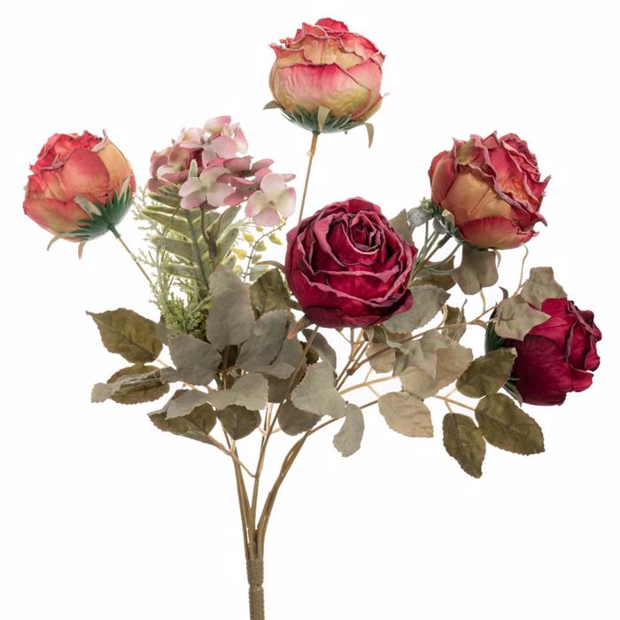 Iliadis Kokkino Bouketo me Triantafulla x7 42cm 89839