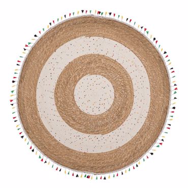 Iliadis Στρογγυλό Χαλί Γιούτα με Κρόσσια Πολύχρωμα Φ120cm 90165
