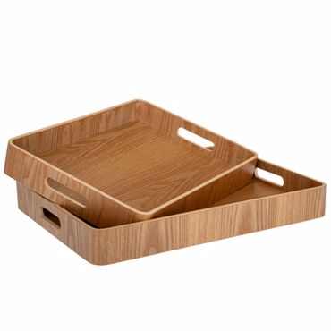 Iliadis Σετ των 2 Δίσκος Ξύλινος Καφέ Παραλληλόγραμμος 41x30x5cm 90232