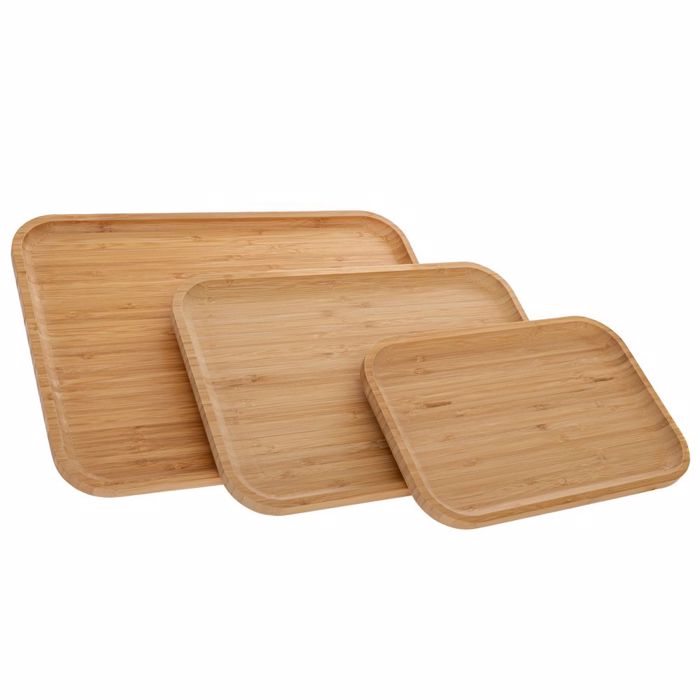 Iliadis Set ton 3 Diskos Serbirismatos Bamboo Parallilogammos 40x30cm 90240