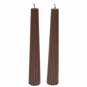 Iliadis Σετ των 2 Καφέ Ριγέ Κερί Κολώνα Φ3.5x22.5cm Χειροποίητο Αρωματικό 91611