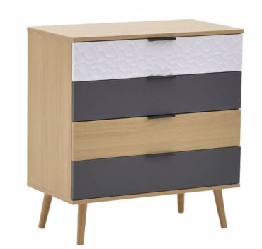 Inart Συρταριέρα Ξύλινη Natural Γκρι Λευκή 75Χ39Χ80εκ 3-50-020-0015