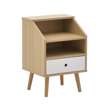 Inart Κομοδίνο Ξύλινο Natural Λευκό 40Χ35Χ60εκ 3-50-020-0018