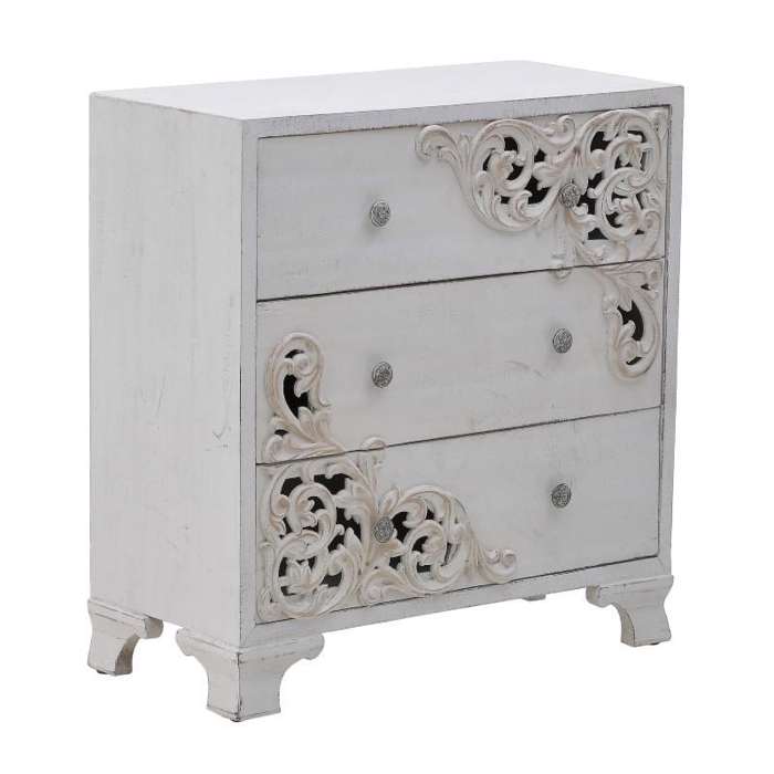 Inart Συρταριέρα Ξύλινη Αντικέ Λευκή 76X36X80 3-50-090-0310 Inart Surtariera Xulini Antike Lefki 76X36X80 3-50-090-0310