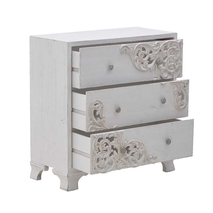 Inart Συρταριέρα Ξύλινη Αντικέ Λευκή 76X36X80 3-50-090-0310 Inart Surtariera Xulini Antike Lefki 76X36X80 3-50-090-0310
