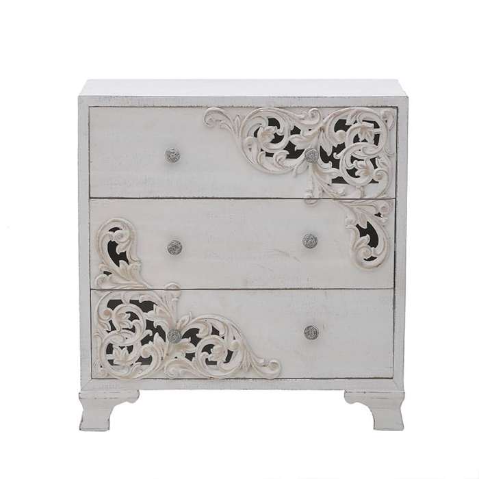 Inart Συρταριέρα Ξύλινη Αντικέ Λευκή 76X36X80 3-50-090-0310 Inart Surtariera Xulini Antike Lefki 76X36X80 3-50-090-0310