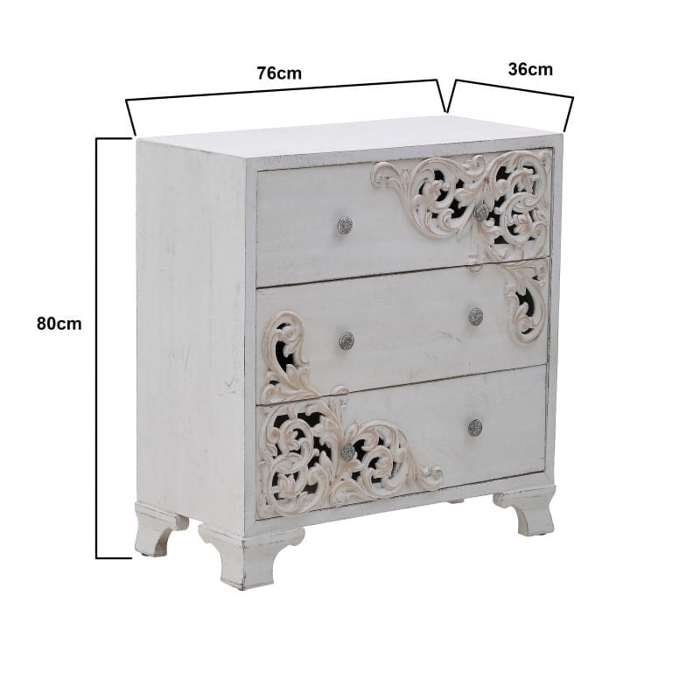 Inart Συρταριέρα Ξύλινη Αντικέ Λευκή 76X36X80 3-50-090-0310 Inart Surtariera Xulini Antike Lefki 76X36X80 3-50-090-0310