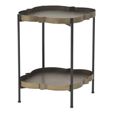 Inart Βοηθητικό Τραπεζάκι Μεταλλικό Αντικέ Χρυσό/Μαύρο 58Χ50Χ62 3-50-153-0019