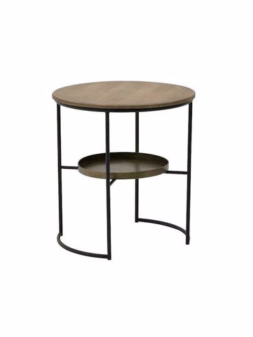 Inart Τραπέζι Σαλονιού Μεταλλικό/Ξύλινο Φυσικό/Μαύρο Φ62Χ66 3-50-153-0032