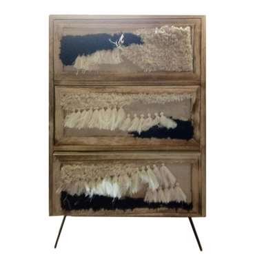 Inart Κομοδίνο Ξύλινο Natural/Mαυρο 37Χ38Χ60 3-50-686-0002