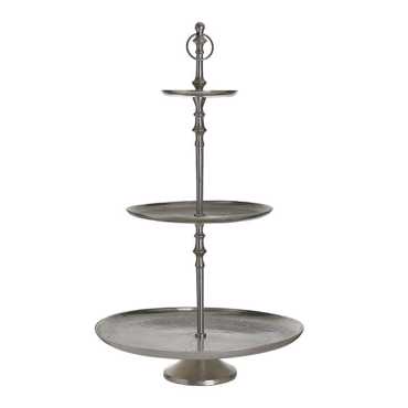 Inart Ορντερβιέρα 3Οροφη Μεταλλική Ασημί Φ42Χ70 3-70-357-0140