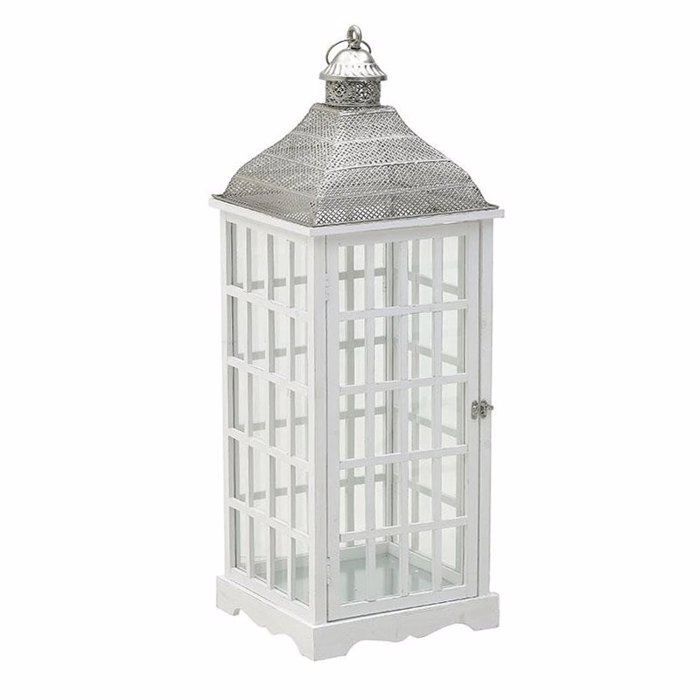 Inart Fanari Xulino Metalliko Lefko 31x31x87cm (Megthos: Large)