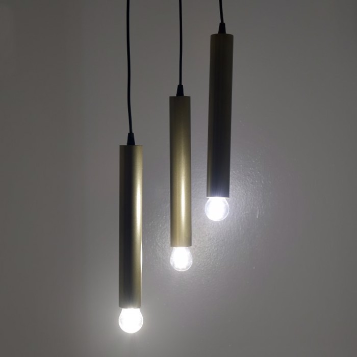 Inart Fotistiko Orofis 3foto Metalliko Mavro/Xruso E27 25X25X85 6-10-584-0049