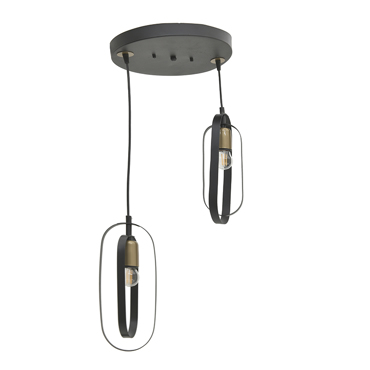 Inart Φωτιστικό Οροφής 2φωτο Μεταλλικό Μαύρο Ε27 30X30X70 Bf 6-10-584-0053