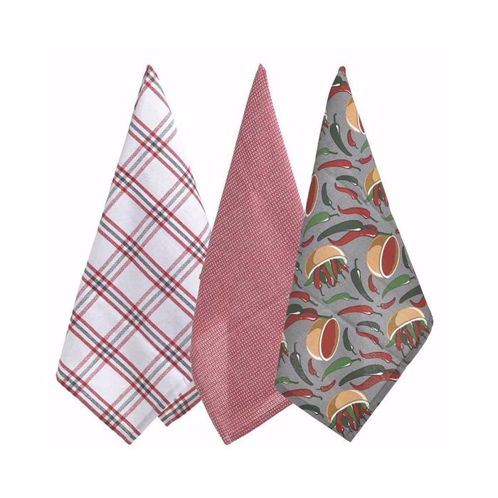 Click Set ton 3 Petseta Kouzinas Bambakeri Ggri/Kokkini/Lefki me Sxedia 40X60 6-40-807-0070