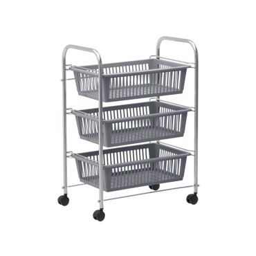 Inart Ραφιέρα Αποθήκευσης 3Οροφη Μέταλλο/Πλαστικό Γκρι 48X33X66 6-50-081-0002