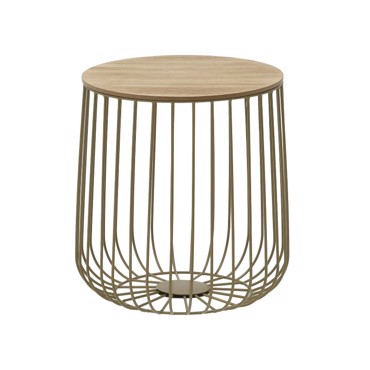 Inart Τραπέζι Σαλονιού Ξύλινο/Μεταλλικό Natural/Χρυσό Δ40Χ37 6-50-861-0013