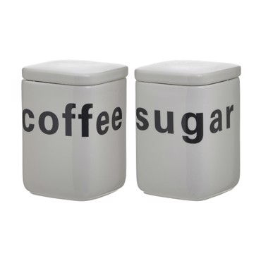 Inart Σετ 2τμχ Δοχείο Καφέ/Ζάχαρης Πορσελάνη Λευκό Φ10Χ15 6-60-690-0018
