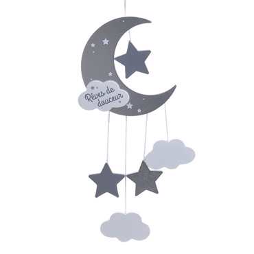 Inart Διακοσμητικό Τοίχου Παιδικό Φεγγάρι Ασημί 15Χ44 6-70-508-0035