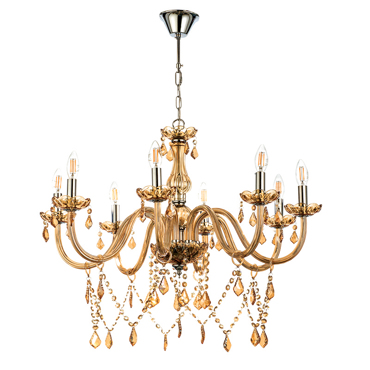 INLIGHT 8ΦΩΤΟΣ ΠΟΛΥΕΛΑΙΟΣ ΓΥΑΛΙΝΟΣ ΜΕΛΙ ΜΕ ΚΡΥΣΤΑΛΛΑ E14 Φ75cm 5314-8