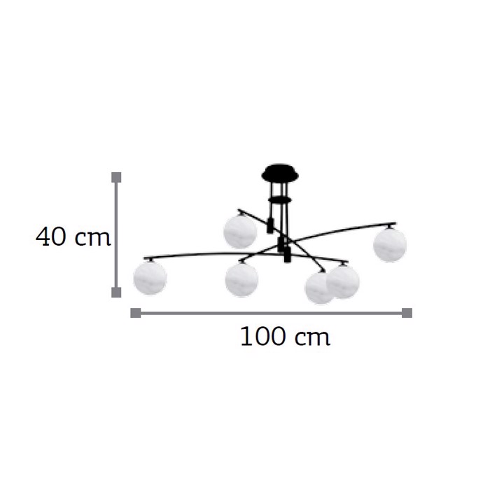 INLIGHT 6FOTO FOTISTIKO OROFIS METALLIKO MAuRO/LEuKI OPALINA G9 110x40cm 6036-6