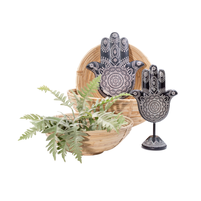 InTheBox - Maison HAMSA DECO TOIXOu Diakosmitiko Resin Mavro/Lefko 25x3x30cm 019682