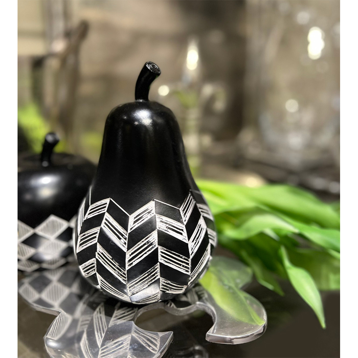 InTheBox - Maison FRUIT BLACK 1 DECO Axladi Resin Mavro/Lefko F11.3x17.4cm 020750