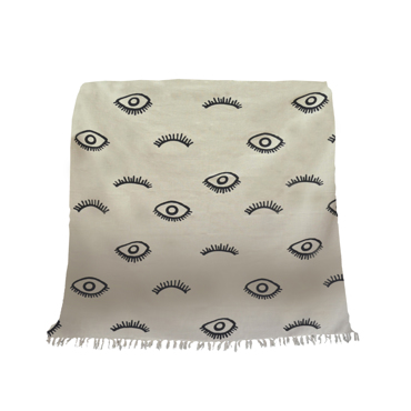 InTheBox - Maison EYES WHITE Ριχτάρι Βαμβακερό Λευκό/Μαύρο 130x170cm 021787