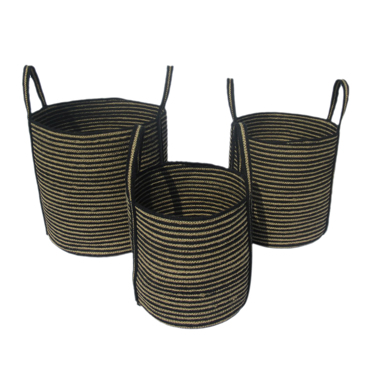 InTheBox - Maison YIRMI Σετ των 3 Καλάθι από Γιούτα Φυσικό/Μαύρο Φ40x40cm 022016