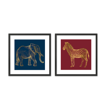 InTheBox - Maison VASARI Σετ των 2 Πίνακας από Χαρτί και MDF Πολύχρωμο με Μαύρη Κορνίζα 50x50x2cm 022047