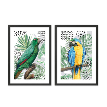 InTheBox - Maison OMU 2 Σετ των 2 Πίνακας από Χαρτί και MDF Πολύχρωμο με Μαύρη Κορνίζα 42x56x2cm 022051