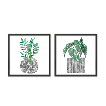 InTheBox - Maison BILIA Σετ των 2 Πίνακας από Χαρτί και MDF Πολύχρωμο και Μαύρη Κορνίζα 50x50x2cm 022052