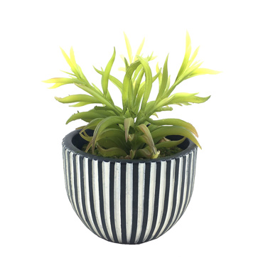 InTheBox - Maison LAKHSMI 3 Τεχνητό Φυτό σε Κασπώ Resin Μαύρο/Λευκό/Πράσινο Φ12.5x18.5cm 022318