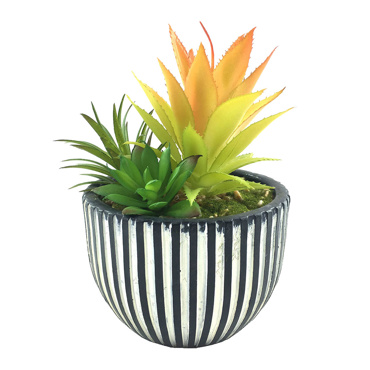 InTheBox - Maison LAKHSMI 4 Τεχνητό Φυτό σε Κασπώ Resin Μαύρο/Λευκό/Πράσινο Φ12.5x18.5cm 022319