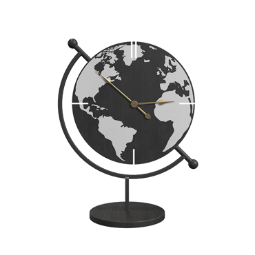 InTheBox - Maison GALAXY Επιτραπέζιο Ρολόι Μεταλλικό/MDF Μαύρο/Ασημί 22.5x12x30.5cm 023464