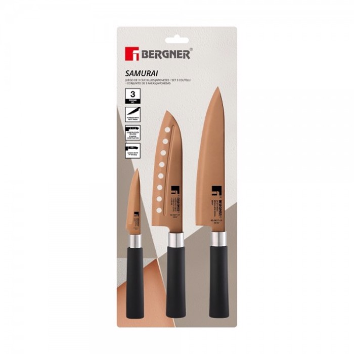 Bergner Samurai/Coper Σετ 3 Τεμ Μαχαίρια Stainless Steel BG-39271 BG0ST39271 Bergner Samurai/Coper Set 3 Tem Maxairia Stainless Steel BG-39271 BG0ST39271