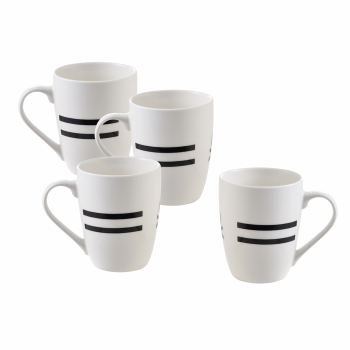 BENETTON Set 4 Temaxia Koupa Porselanis 360ml BLACK+WHITE BE-0258 BGBE000258