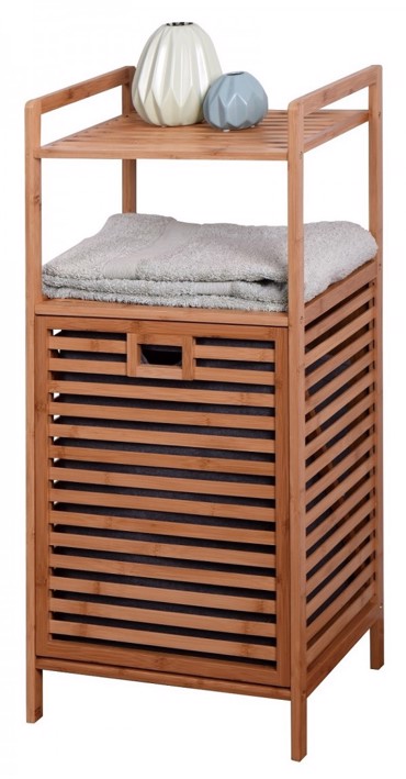 Max Home Ξύλινη Ραφιέρα με Καλάθι Απλύτων Μπαμπού Natural 44x33x96cm FNSJ218014