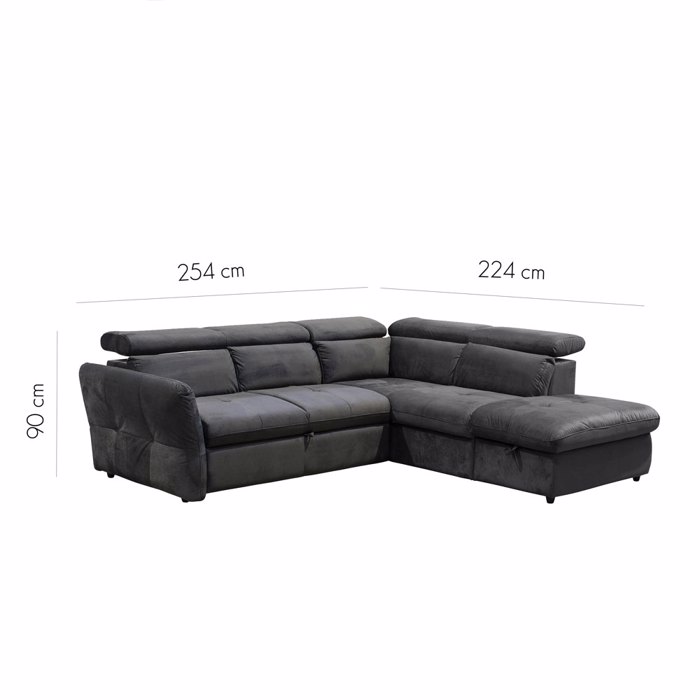 Liberta - Maison MONSERAT Καναπές-Κρεβάτι Ανθρακί με Δεξιά Γωνία 254x224x90cm 01-2602 Liberta - Maison MONSERAT Kanapes-Krebati Anthraki me Dexia Gnia 254x224x90cm 01-2602