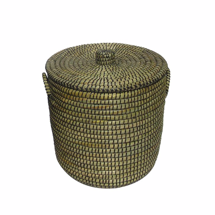Liberta-Maison Africa Kalathi me Kapaki 45x45x50cm Kansgrass Fusiko Mavro PVC 011802