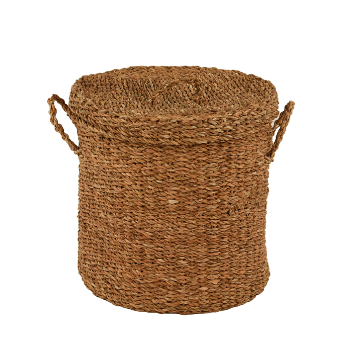 Liberta-Maison Seagrass Kalathi Me Kapaki 44x44x45cm Seagrass Fusiko 015727