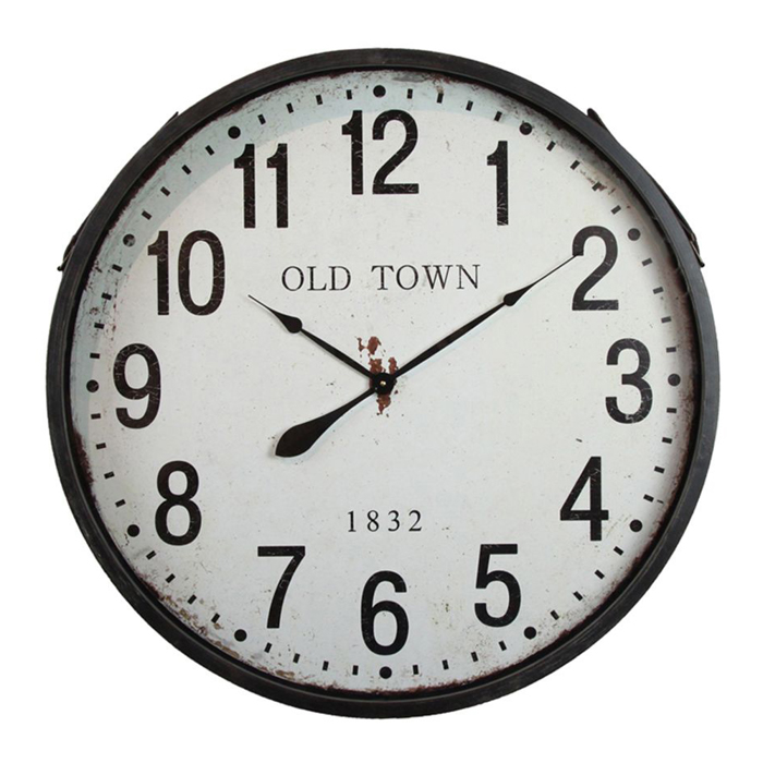 Liberta - Maison OLD TOWN Roloi Toixou 80x80x10cm Metallo Mavro Lefko Gyali 016748