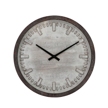 Liberta - Maison GRISEO Ρολόι Τοίχου MDF Καφέ/Μπεζ/Γκρι με Γυαλί Φ50x6cm 016749