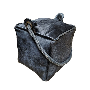 Liberta - Maison PUERTA Διακοσμητικό Door Stopper Δέρμα Μαύρο Βαμβάκι 15x15x15cm 017505